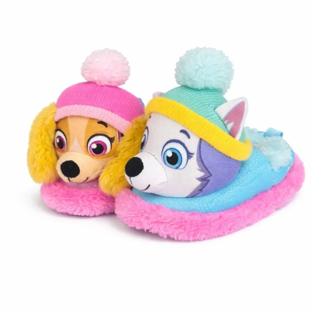 PAW Patrol Skye & Everest Plush Slippers | Pink & Blue | Kids Size 7–8